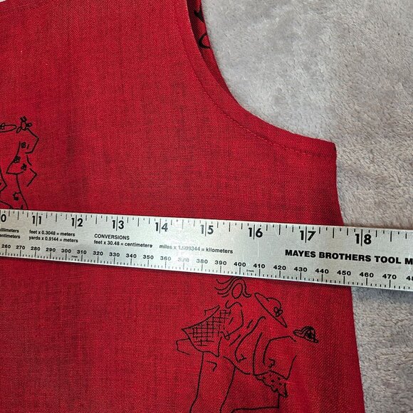 Country Wear Linen midi tank dress blouse set Womens S Red prairie beachy shell - Picture 5 of 13
